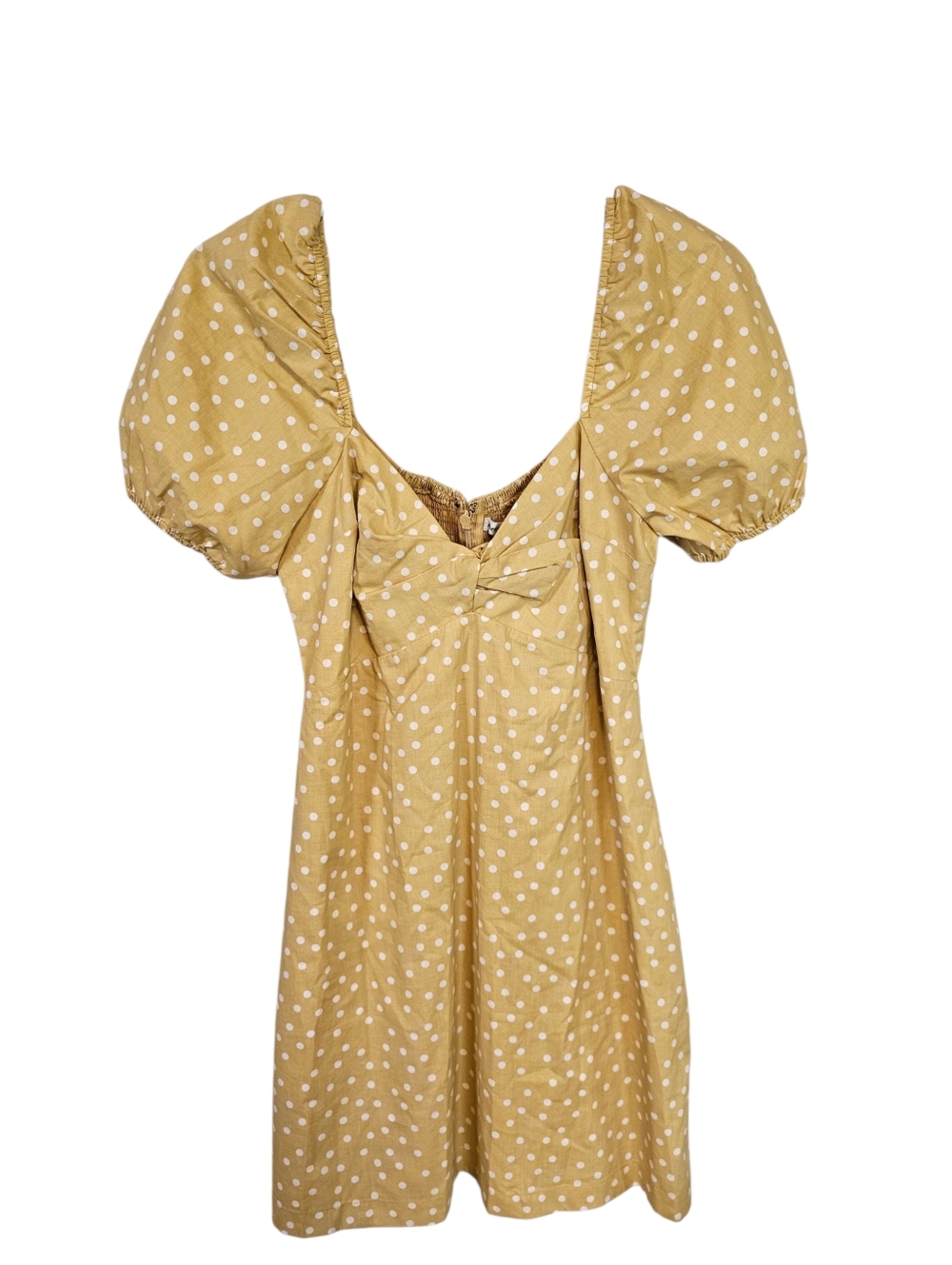 Abercrombie & Fitch Polka Dot Twist Front Mini Dress Puff Sleeve Fit & Flare - Picture 2 of 8